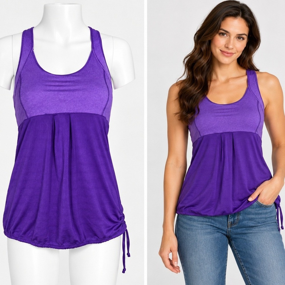 Old Navy Active Tank Top Women S Purple Racerback Pleated Workout‎ Athleisure
